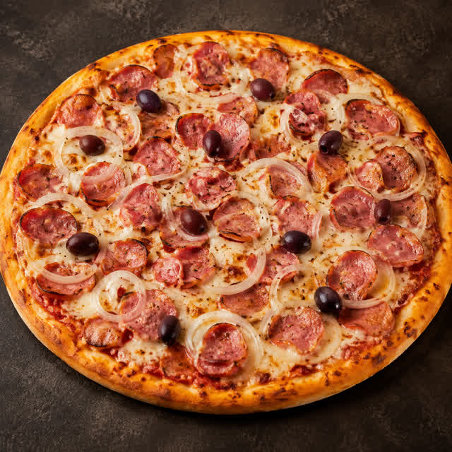 Pizza de calabresa do cardápio de demonstração
